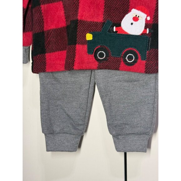 Baby Essentials Christmas Buffalo check Santa Clause Fleece set truck 3m 6m 9m - Picture 5 of 8